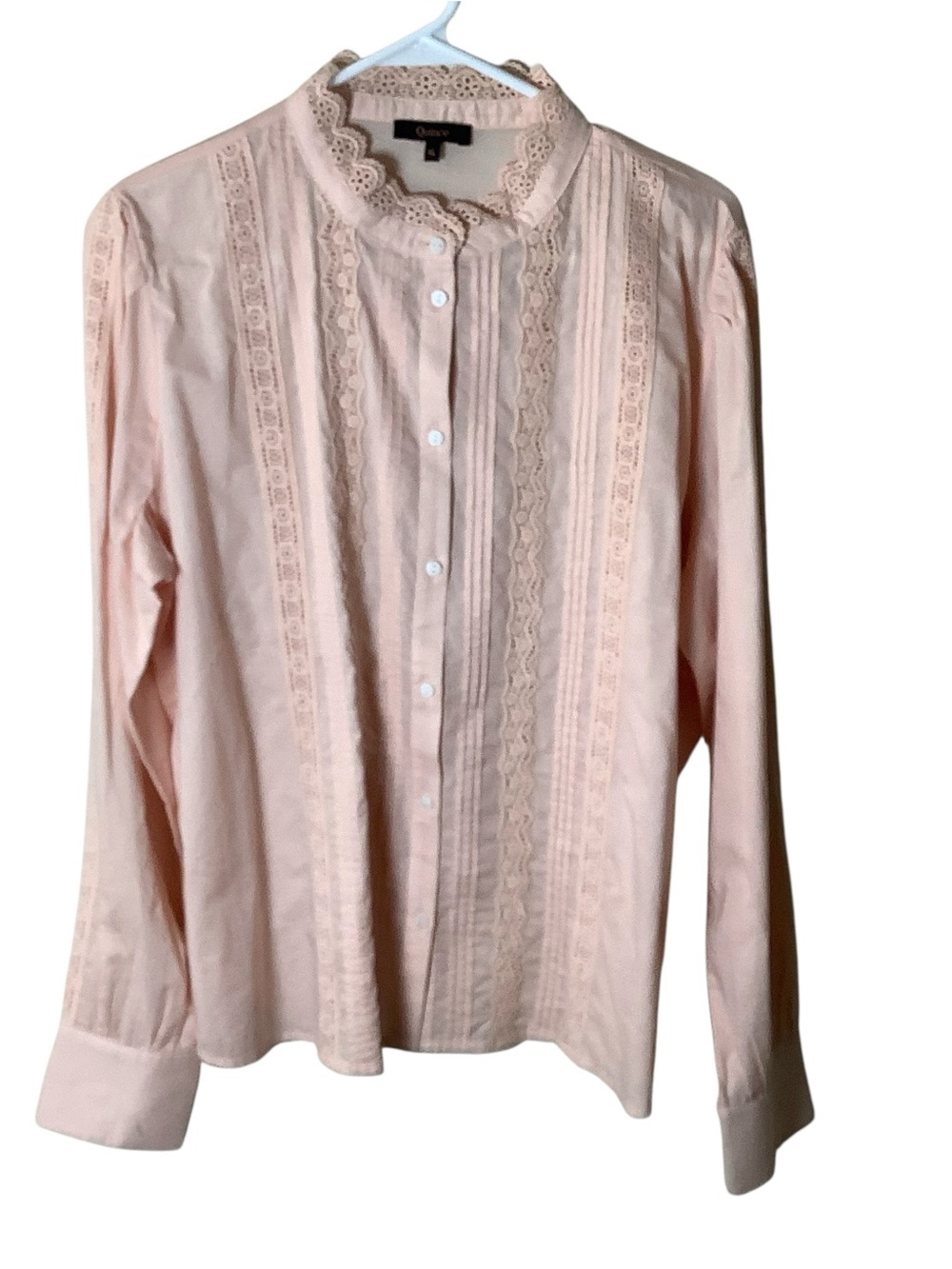 Quince Organic Cotton Voile Lace-Trim Blouse Light Pink